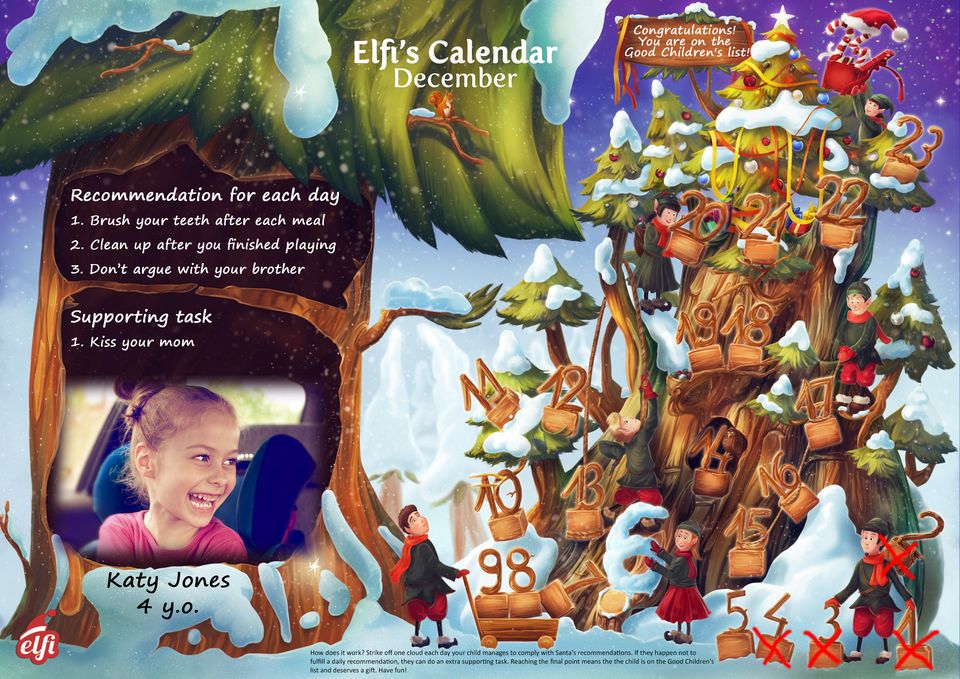 Free advent calendar - Elfisanta.uk